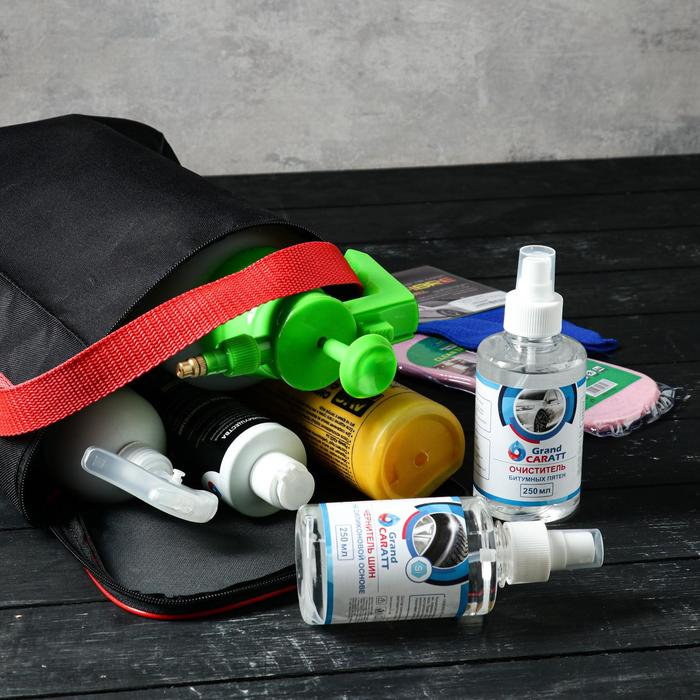 Подарочный набор для ухода и мойки авто Grand Caratt, в сумке, 8 предметов Подарочный набор для ухода и мойки авто Grand Caratt, в сумке, 8 предметов