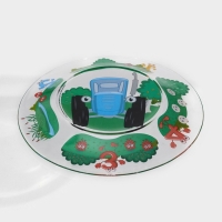 Тарелка стеклянная &laquo;Синий трактор. Цифры&raquo;, d=19,5 см, h=1,8 см, стекло