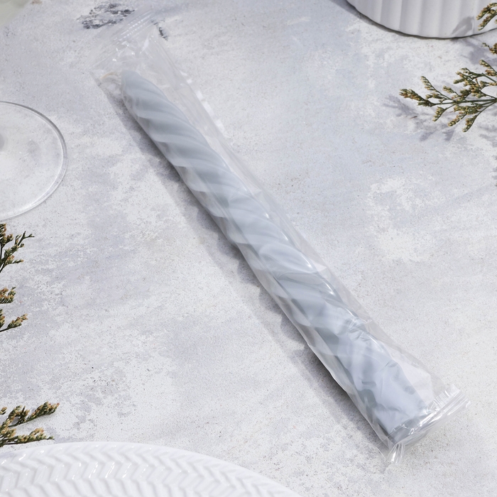 Свеча витая, 2,3х 24,5 см, 5 ч, 50 г, серая Свеча витая, 2,3х 24,5 см, 5 ч, 50 г, серая