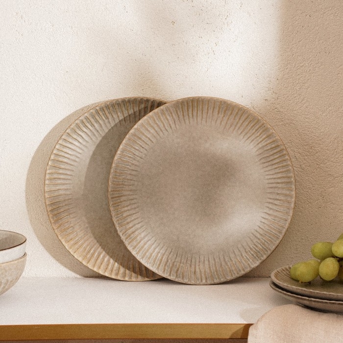 Набор тарелок фарфоровых SL Home &laquo;Монти&raquo;, d=21 см, цвет серый