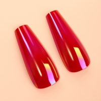 Накладные ногти &laquo;Перламутр&raquo;, 12 шт, с клеевыми пластинами, форма балерина, красные