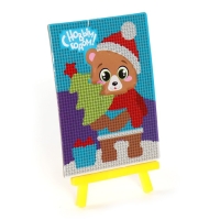 Алмазная мозаика на новый год с частичным заполнением для детей &laquo;Медведь&raquo;, 10 х 15 см, новогодний набор для творчества
