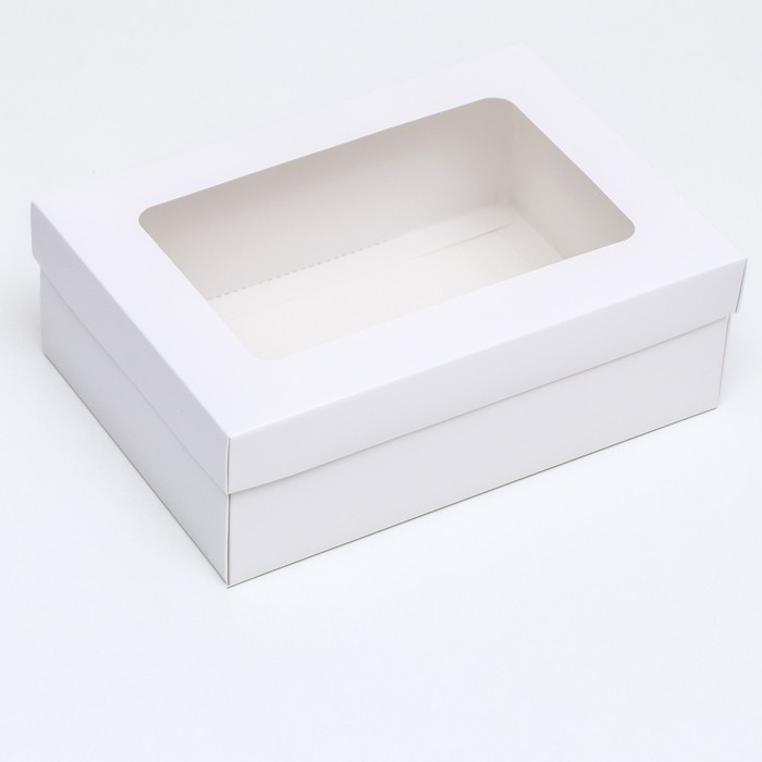 Коробка подарочная складная, упаковка, крышка-дно, с окном, белая, 24 х 17 х 8 см