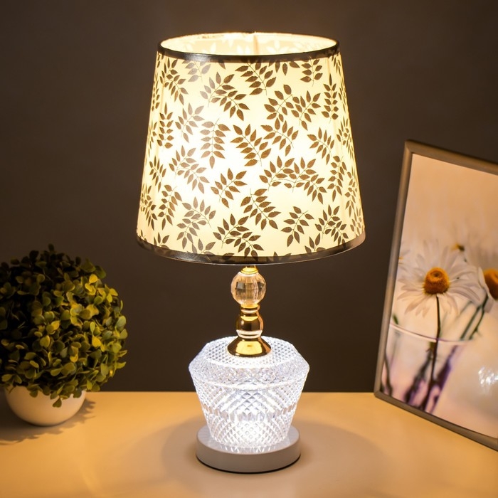 Настольная лампа с подсветкой "Ребекка" Е27 40Вт бело-золотой 25х25х45 см RISALUX