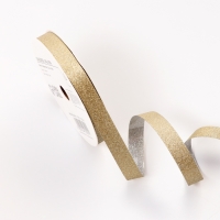 Лента для декора и подарков с глиттером "Тиффани", 1,2см х 45м, золотая