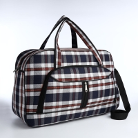 Сумка дорожная на молнии, наружный карман, длинный ремень, цвет синий/белый Сумка дорожная на молнии, наружный карман, длинный ремень, цвет синий/белый