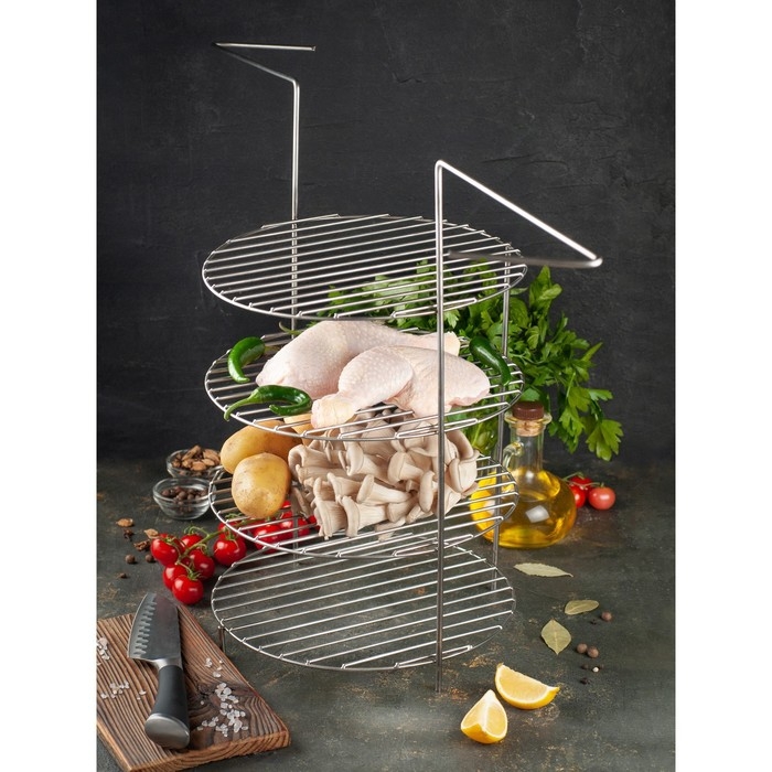 Решетка 4-х ярусная с ручками для тандыра, диаметр яруса 23 см, высота 44 см Решетка 4-х ярусная с ручками для тандыра, диаметр яруса 23 см, высота 44 см