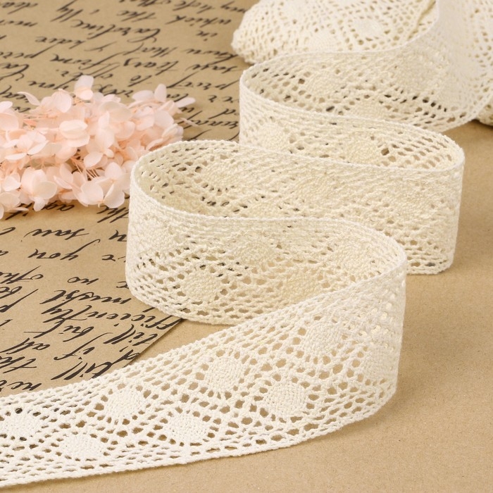 Кружево вязаное, 50 мм &times; 10 &plusmn; 1 м, цвет бежевый