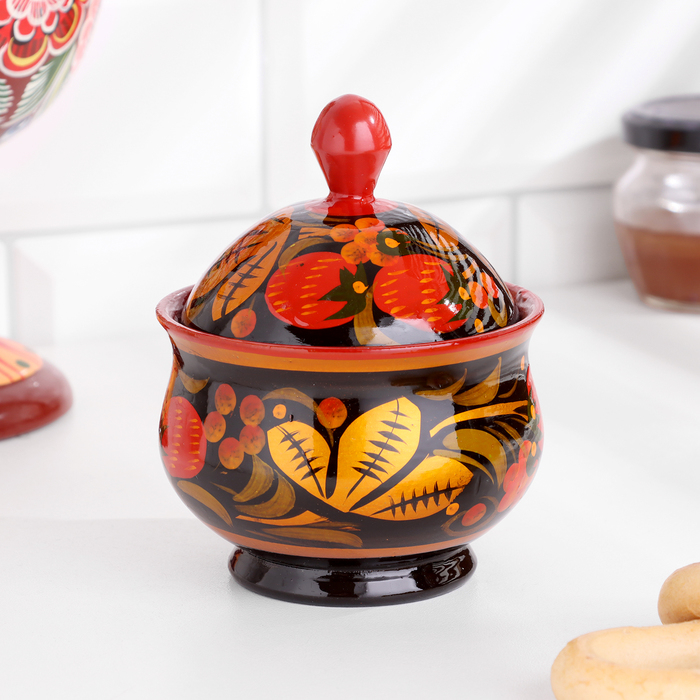 Сахарница &laquo;Ягодка&raquo;, хохлома