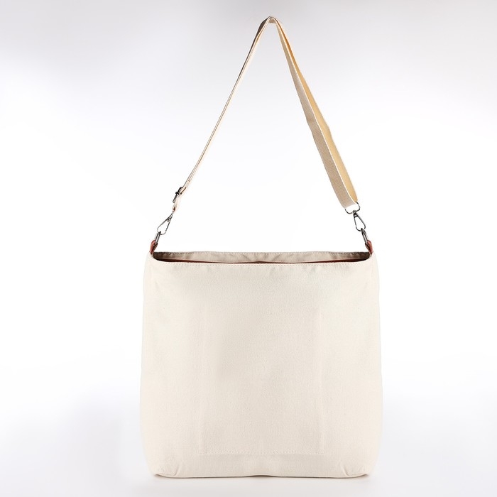 Шопер текстильный NK , 40х35х10 см, отдел на молнии, цвет бежевый Шопер текстильный NK , 40х35х10 см, отдел на молнии, цвет бежевый