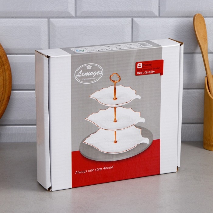 Этажерка «Листик», 3 уровня, фарфор, Иран Этажерка «Листик», 3 уровня, фарфор, Иран