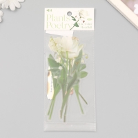 Наклейки пластик "Цветы и цитаты. Белые" набор 12 шт 8,5х21,5х0,2 см