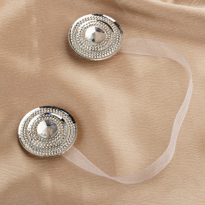 Подхват для штор &laquo;Блестящий круг&raquo;, d = 4,5 см, цвет белый