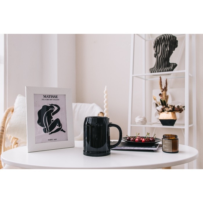 Кружка пивная керамическая Доляна, 500 мл, 15&times;10,3&times;14 см, цвет чёрный