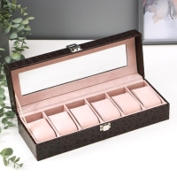 Шкатулка кожзам под часы 6 отделений "Шоколад" 9х31х10 см Шкатулка кожзам под часы 6 отделений "Шоколад" 9х31х10 см