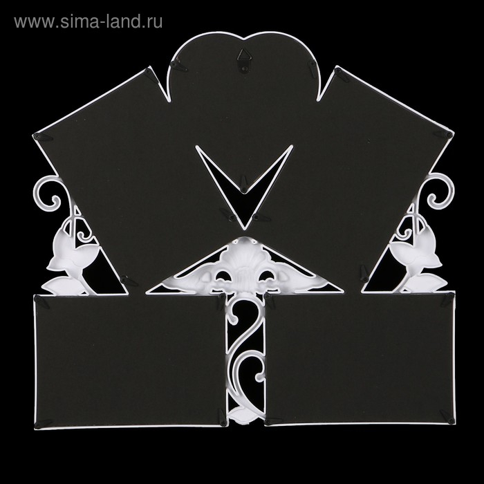 Фоторамка пластик на 5 фото 10х15, 12х12 см Фоторамка пластик на 5 фото 10х15, 12х12 см "Бабочки и вензель" белая 34,5х37 см