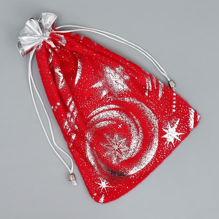 Мешочек подарочный плюш &laquo;Новый год пришел&raquo;, тиснение, 20 х 30 см +/- 1.5 см, Новый год