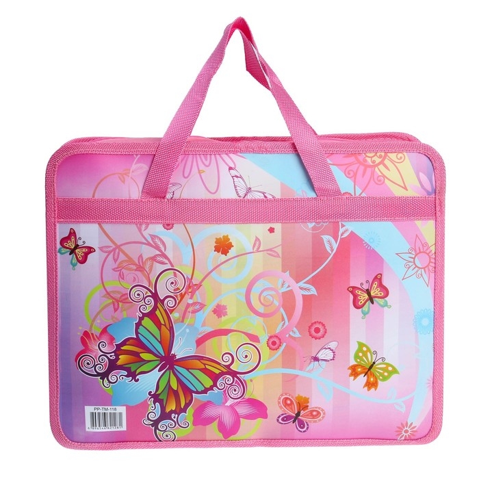 Папка с ручками пластиковая А4, 37 х 22 х 5 см Папка с ручками пластиковая А4, 37 х 22 х 5 см "Фантазия"