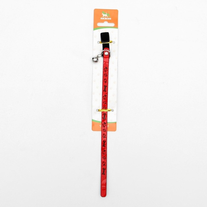 Ошейник со светоотражающим покрытием "Косточки и лапки", с резинкой, бубенчиком 27 х 1 см, микс цвет