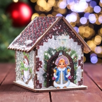 Новогодний домик-копилка "Домик", 10х10х11 см, микс Новогодний домик-копилка "Домик", 10х10х11 см, микс