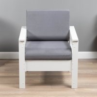 Кресло "Айдаха" велюр графит, ЛДСП белый