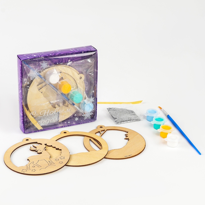 Ёлочная подвеска из дерева своими руками на новый год &laquo;Олень&raquo;, новогодний набор для творчества