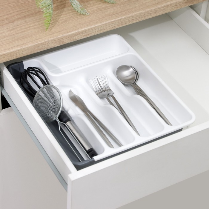 Лоток раздвижной, цвет белый/антрацит Лоток раздвижной, цвет белый/антрацит