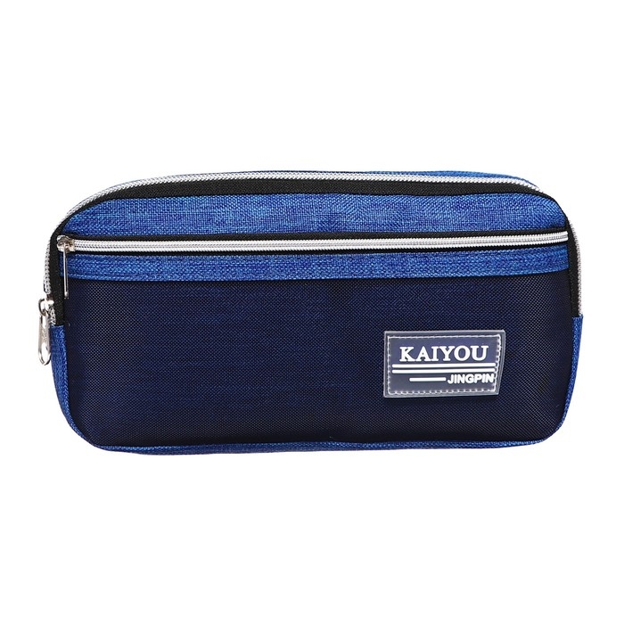 Пенал мягкий 3 отделения, 130 х 210 х 100 мм, объёмный, Calligrata, синий