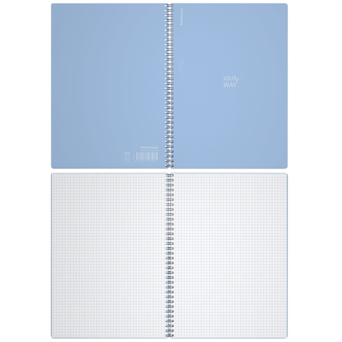 Тетрадь A4 на спирали, 80 листов в клетку, ErichKrause Symbol, пластиковая обложка, тиснение Тетрадь A4 на спирали, 80 листов в клетку, ErichKrause Symbol, пластиковая обложка, тиснение "песок", блок офсет 100% белизна, голубая