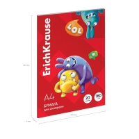Бумага для акварели А4, 20 листов, ErichKrause Jolly Friends, блок 180 г/м&sup2;, 100% белизна, в картонной папке