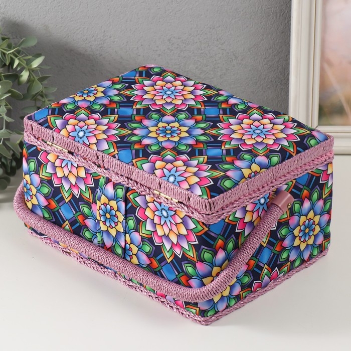 Шкатулка для рукоделия Шкатулка для рукоделия "Цветы калейдоскопа" 19х26х14,5 см