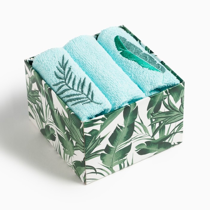 Набор полотенец Этель Набор полотенец Этель "Тропики" 30х30 см-3шт, 100% хлопок 340 г/м2