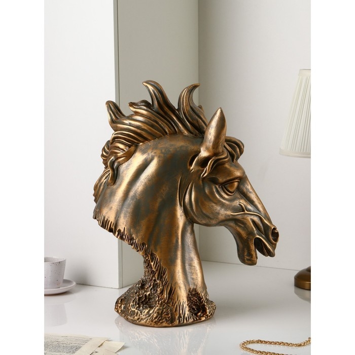 Фигура &laquo;Голова коня&raquo;, полистоун, 51 см, цвет бронза