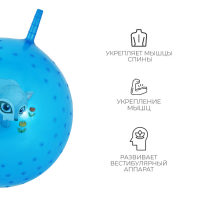 Мяч-прыгун с рожками &laquo;Счастливые улыбки&raquo;, массажный, d=55 см, 420 г, МИКС