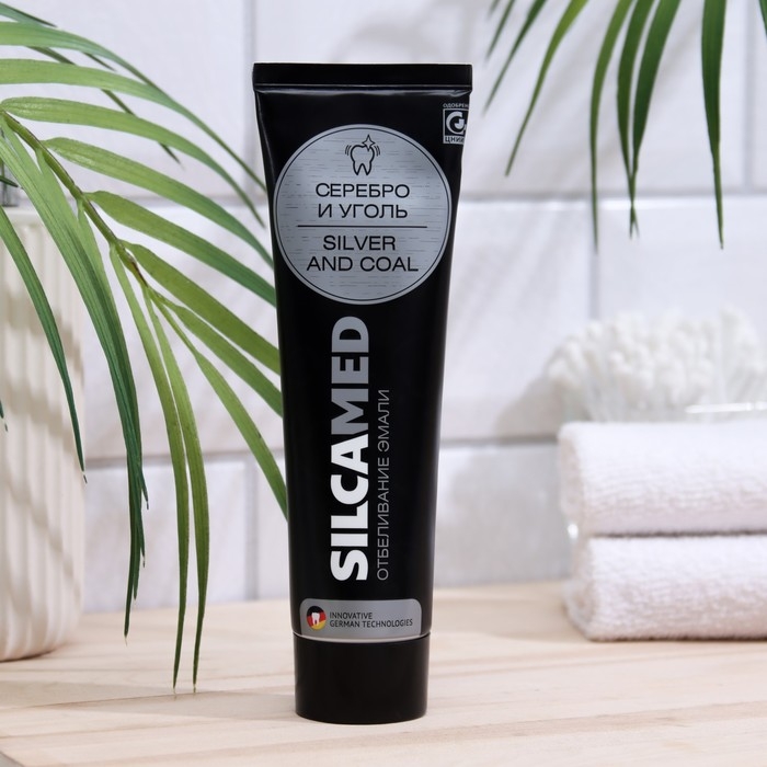Зубная паста Silcamed, серебро и уголь, 130 г Зубная паста Silcamed, серебро и уголь, 130 г