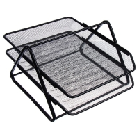 Лоток для бумаг горизонтальный, 2 отделения, в сетку, чёрный Лоток для бумаг горизонтальный, 2 отделения, в сетку, чёрный