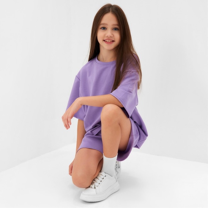 Костюм детский (футболка, шорты) MINAKU: Casual Collection цвет лиловый, рост 128 см Костюм детский (футболка, шорты) MINAKU: Casual Collection цвет лиловый, рост 128 см