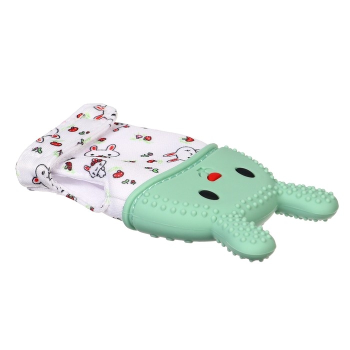 Прорезыватель-рукавичка «Зайка», цвет голубой/зеленый, Крошка Я Прорезыватель-рукавичка «Зайка», цвет голубой/зеленый, Крошка Я