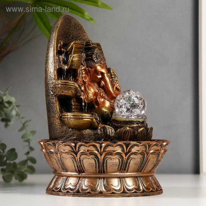 Фонтан настольный от сети, подсветка Фонтан настольный от сети, подсветка "Ганеша у скалы с водопадом" 28х20х20 см