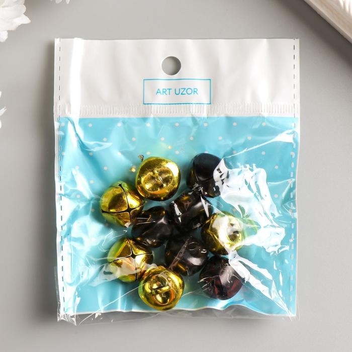 Набор декора для творчества Набор декора для творчества "Колокольчики золотые и чёрные" d=1,8 см набор 10 шт