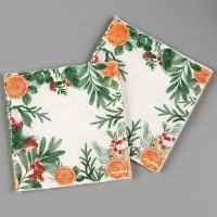 Салфетки бумажные «Новогодний аромат», однослойные, 24х24 см, 20 шт., на новый год Салфетки бумажные «Новогодний аромат», однослойные, 24х24 см, 20 шт., на новый год