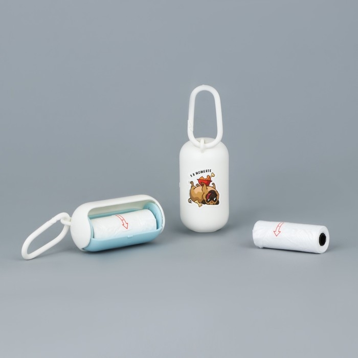 Контейнер с пакетами для уборки за собаками &laquo;Я в моменте&raquo;, цвет белый