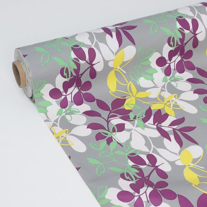 Клеёнка на стол на тканевой основе Доляна &laquo;Листья&raquo;, рулон 20 метров, ширина 137 см, общая толщина 0,22 мм