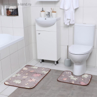 Коврики для ванной и туалета Доляна &laquo;Осенние листья&raquo;, 2 шт: 40&times;50 см, 50&times;80 см