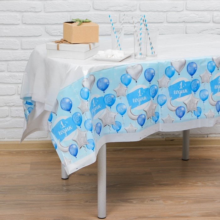 Скатерть одноразовая &laquo;1 годик&raquo;, малыш, 180х137см