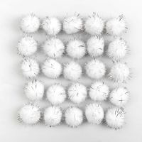 Текстильные детали для декора &laquo;Бомбошки&raquo;, набор 25 шт., размер 1 шт. &mdash; 2 см, цвет серебро