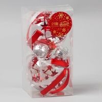 Набор шаров пластик d-8 см, 2 шт "Фиеста" звёзды, красный Набор шаров пластик d-8 см, 2 шт "Фиеста" звёзды, красный