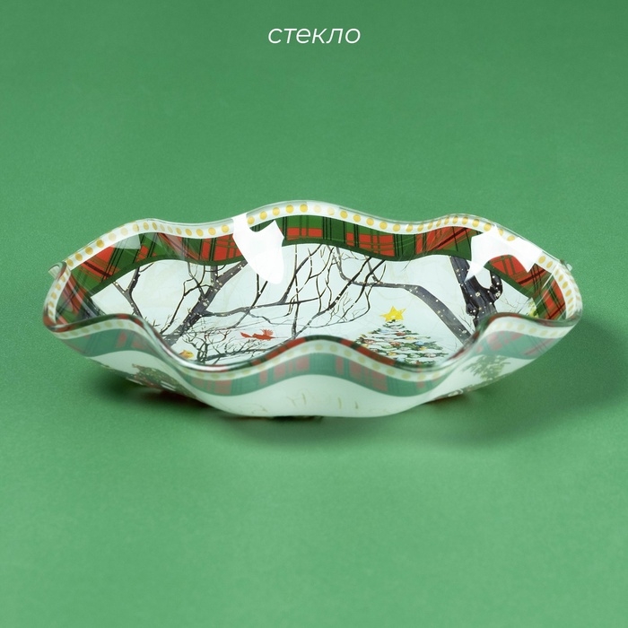 Салатник стеклянный Доляна &laquo;Новогоднее настроение&raquo;, 400 мл, 19&times;3,7 см