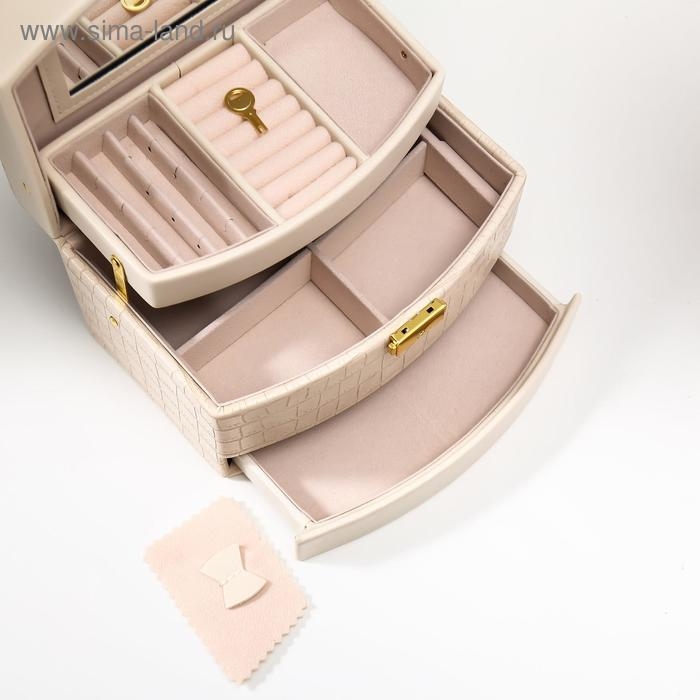 Шкатулка кожзам для украшений Шкатулка кожзам для украшений "Сливки. Глянец и питон" 13х21,5х15 см