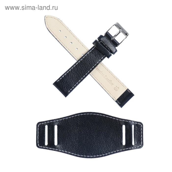Ремешок для часов, мужской, 18 мм, запряжник 75 мм, горт 115 мм, натуральная кожа, чёрный Ремешок для часов, мужской, 18 мм, запряжник 75 мм, горт 115 мм, натуральная кожа, чёрный